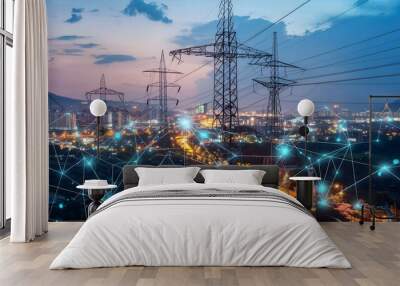 Advanced smart grid technologies that optimize energy distribution, integrate renewable energy sources, and enable two-way communication between utilities and consumers to improve energy efficiency Wall mural