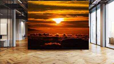 Sun with sea of clouds Wall mural