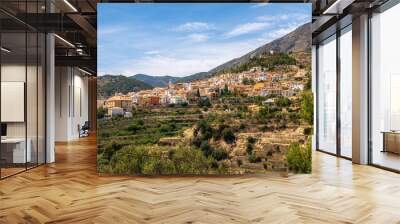 Beautiful streets of Sella, a town in the interior of the province of Alicante (Spain), in a sunny day. Wall mural