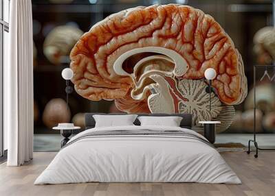 Cross section of a human brain. Wall mural