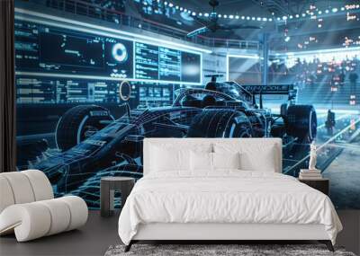 formula one car hi tech schematic. Wall mural