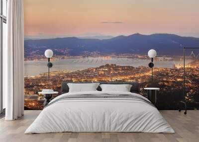 panoramic of a sunset over the city of vigo. Wall mural