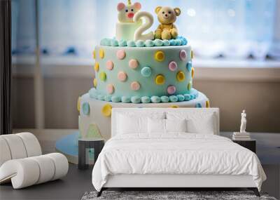 birthday cake . To celebrate the 2nd birthday Wall mural