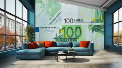  Euro money of 100 chaotic arranged with top view Wall mural