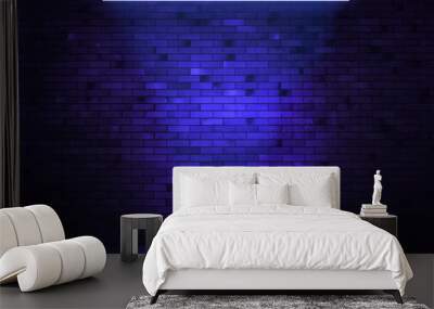 Brick wall background with neon light. Wall mural