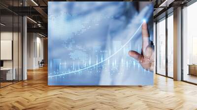 Business strategy and digital marketing. Financial Stock market investment. Business person draws economic growth graph financial data. Wall mural