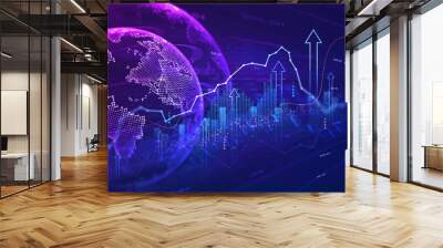 Digital data financial investment and trading graph chart. Wall mural