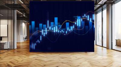 Digital financial chart indicators, stock market business and exchange financial growth graph. Wall mural