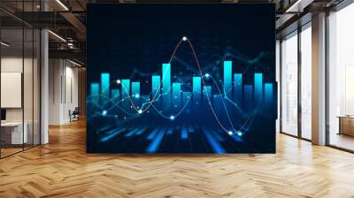 Finance chart,stock market business and exchange financial growth graph. Stock market investment trading graph growth.	 Wall mural