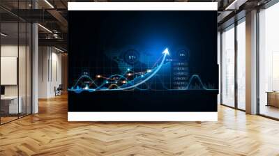 Financial business data graph chart. Chart analytics concept. Wall mural