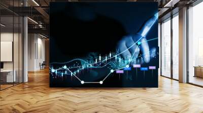 Financial marketing graph on development and profit stock market.Growth graph and investment analysis.Concept of business growth, profit, development and success. Wall mural