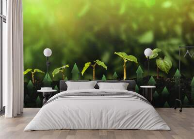 Green business investment. Concept of development and growth of ecology in worldwide.  Wall mural