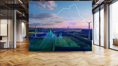 Green energy in full development.Increase in electricity prices on the world market.  Wall mural