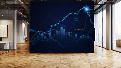 Investment finance chart,stock market business and exchange financial growth graph. Wall mural