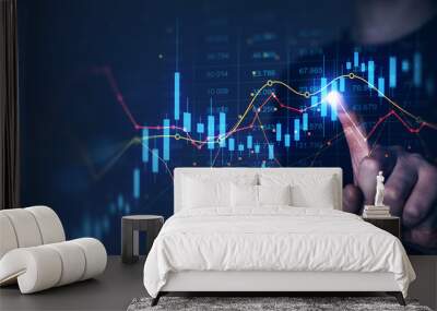 Price graph and indicator. Stock market invest and crypto currency. Stock market and business investment.	 Wall mural