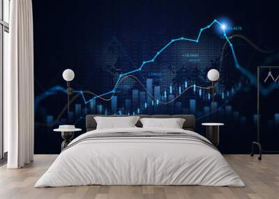 Stock market business and exchange financial growth graph,nvestment finance chart graph. Wall mural