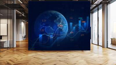 Stock market global  investment trading graph growth.Investment finance chart,stock market business and exchange financial growth graph.	
 Wall mural