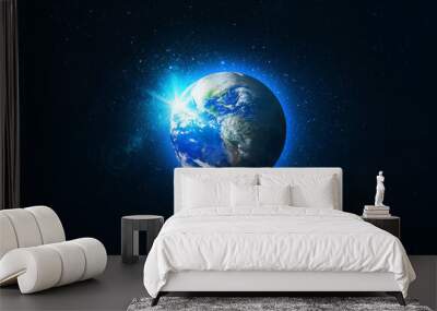 View of Planet Earth. Green planet on galaxy. Globe from space in a stellar field:  Elements of this image furnished by NASA.  Wall mural