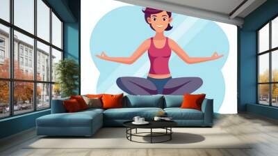 icon of young woman performing yoga in mid-air, isolated on a clear PNG background. sticker
 Wall mural