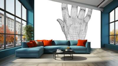 Conceptual 3D cyber black wireframe human hand Wall mural