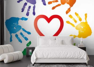 High resolution conceptual heart symbol with hand prints spiral Wall mural