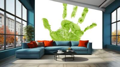 High resolution green painted hand print Wall mural