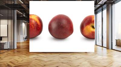 Group of three 3 nectarine fruits isolated on white background. Wall mural