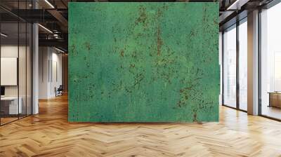 Old metal painted green. Metal texture. Wall mural