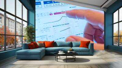 finger touching graph on screen Wall mural