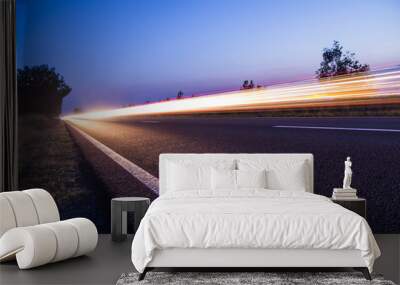 light streaks on road Wall mural