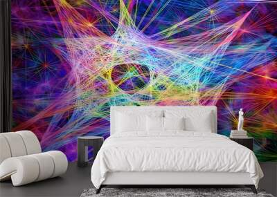 Abstract illustration - modern art colorful painting with geometrical patterns. Generative AI Wall mural