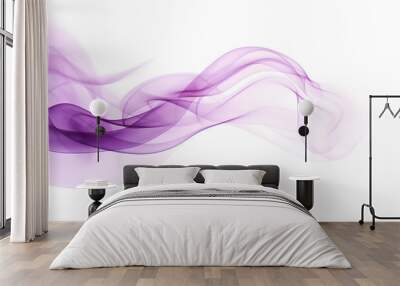 Round Wavy Purple Smoke Isolated on White Background. Generative AI Wall mural