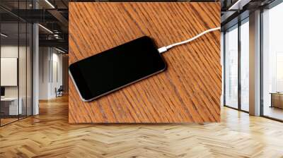 charging wire inserted in smartphone isolated b Wall mural