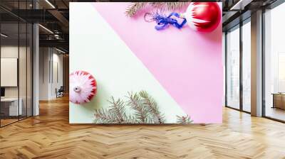 creative double color flat lay of christmas decoration concept f Wall mural