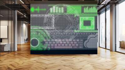 digital futuristic computer interface isolated b Wall mural