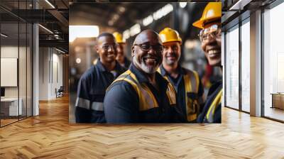 Group of workers engineer teamwork people mix race in standing confident selective focus at center man Wall mural