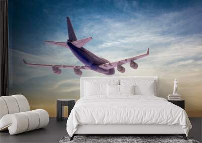 passenger airplane fly in the sky, travel destination journey Wall mural