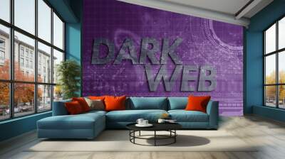 the abstract digital technology dark web text background, danger internet, data braking Wall mural