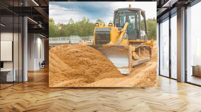 bulldozer moving sand Wall mural