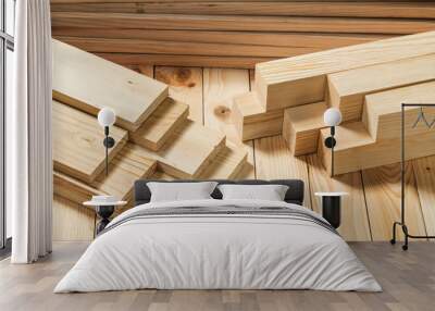 wooden timber on wood board background close up Wall mural