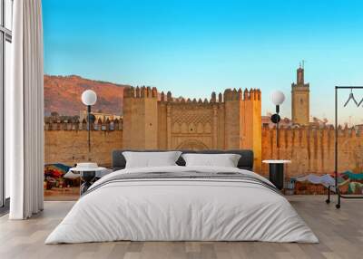 Gate to ancient medina of Fez, Morocco Wall mural