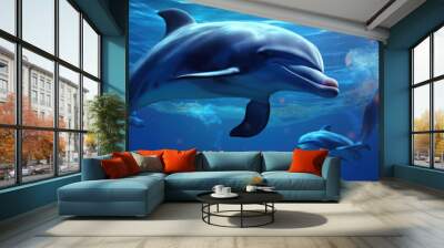 dolphins in the water Wall mural