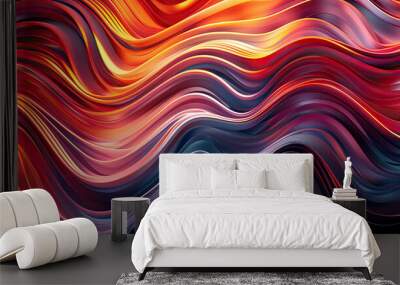 Lively waves of red, orange, and blue create a dynamic and fluid pattern that invokes energy and movement Wall mural