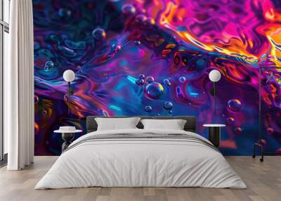 surreal abstract with pink and blue fluid swirls Wall mural