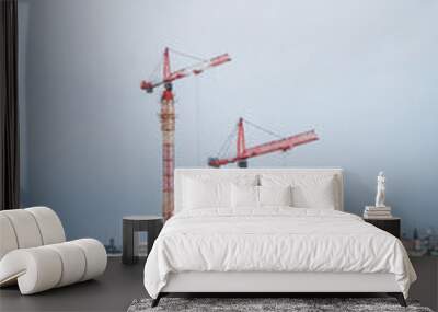 construction site with cranes Wall mural