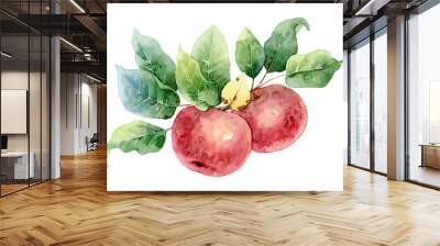 Two red watercolor apples Wall mural