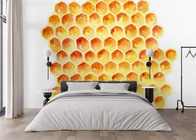 Watercolor honeycomb isolated on white background Wall mural