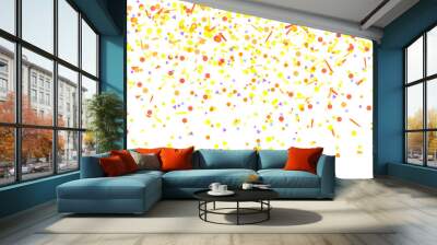 Confetti isolated on white. Colorful pattern with multicolored elements on isolated background. Bright texture with glitters for design. Greeting cards. Doodles for work Wall mural