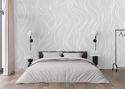 Waved background. Hand drawn waves. Seamless wallpaper on horizontally surface. Stripe texture with many lines. Wavy pattern. Line art. Print for banner, flyer or poster Wall mural