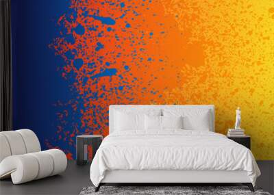 Colorful blue, orange and yellow paint splashes background Wall mural